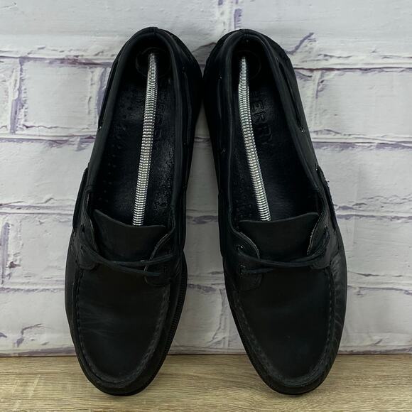 Sperry Authentic Original Black Leather Boat Shoes Men's Size 11.5 Slip Loafers - Picture 6 of 8
